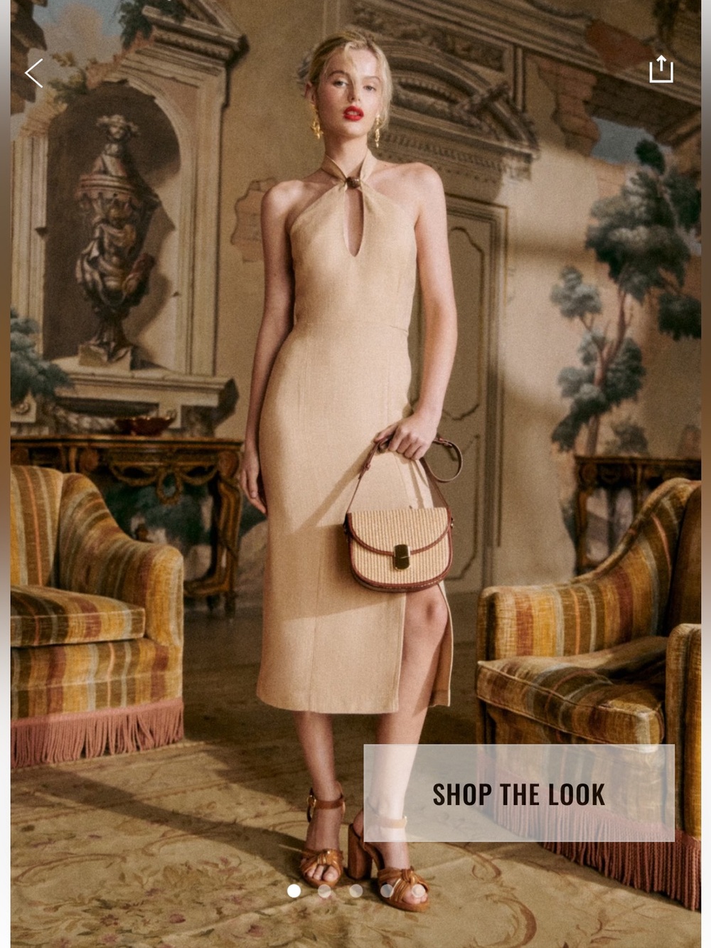 sezane halter dress | Dresses | Sezane Mariama Size 6 Nwt Beige Midi Dress nav-304